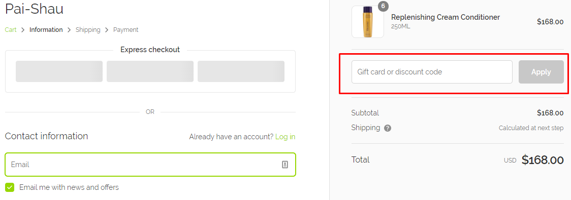 How do I use my Pai-Shau discount code?