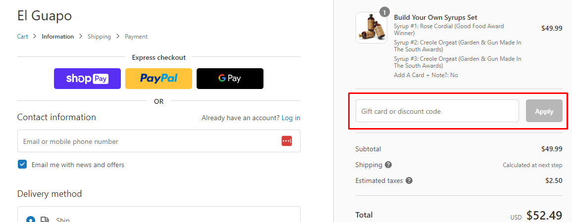 How do I use my EL GUAPO discount code?