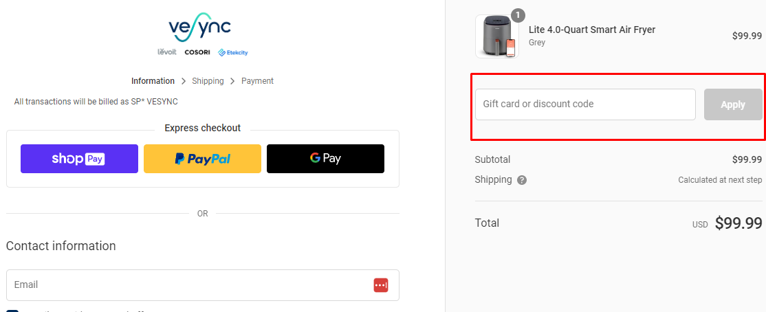 How do I use my Cosori discount code?