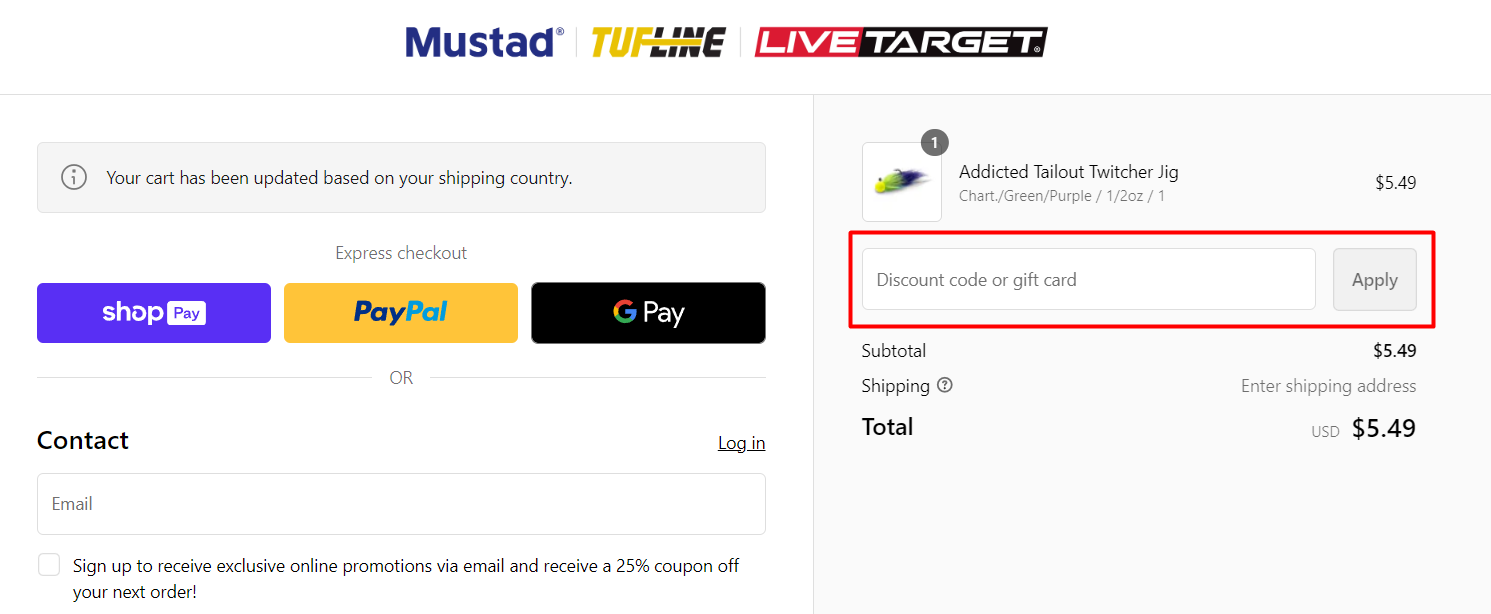 How do I use my Mustad coupon code?