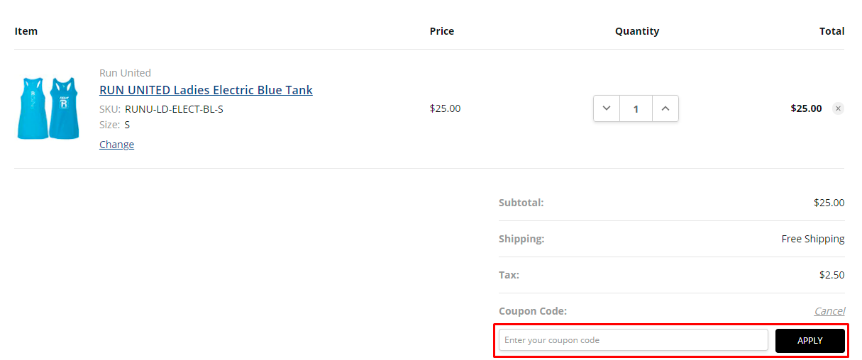 How do I use my Run United coupon code?