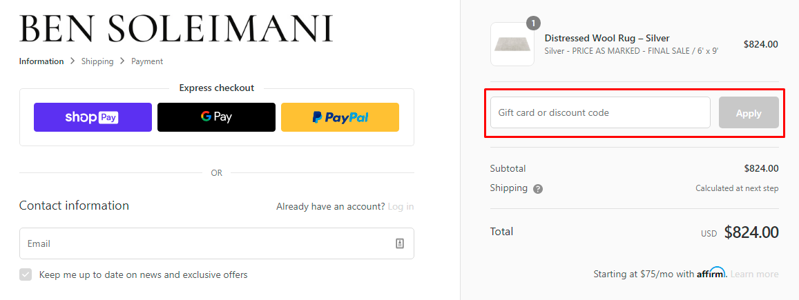 How do I use my Ben Soleimani discount code?