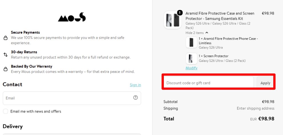 Paste your discount in the red box to get your discount