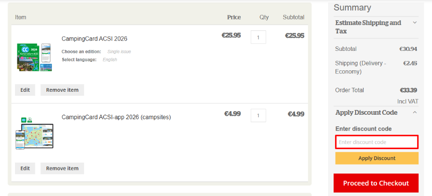ACSI promo code place under your order summary