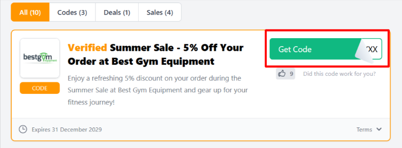 Our page features Best Gym Equipment discount codes and deals you can apply to your purchase.