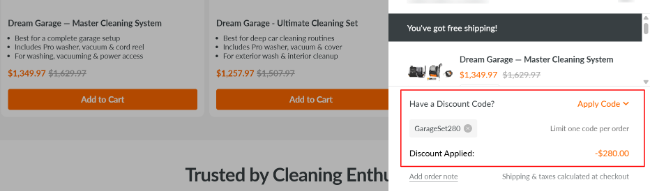 Giraffe Tools checkout page with an overview of the items in the cart