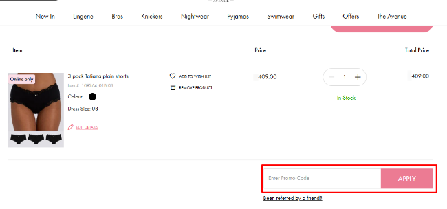 The checkout page shows where to apply your discount code