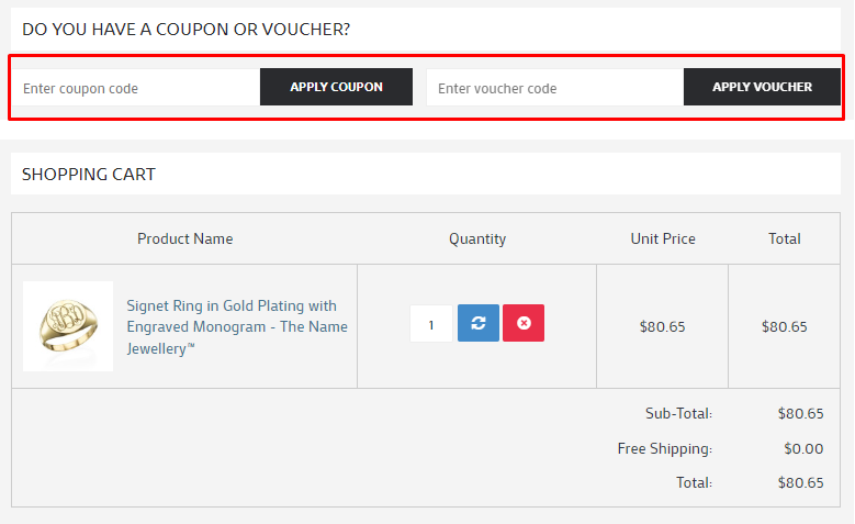 How do I use my The Name Jewellery coupon/voucher code?