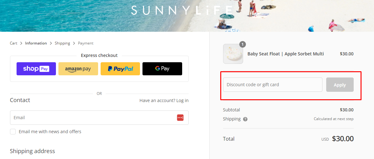 How do I use my Sunnylife coupon code?