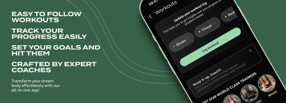 A phone displaying the interface of the Gymproluxe Premuim app