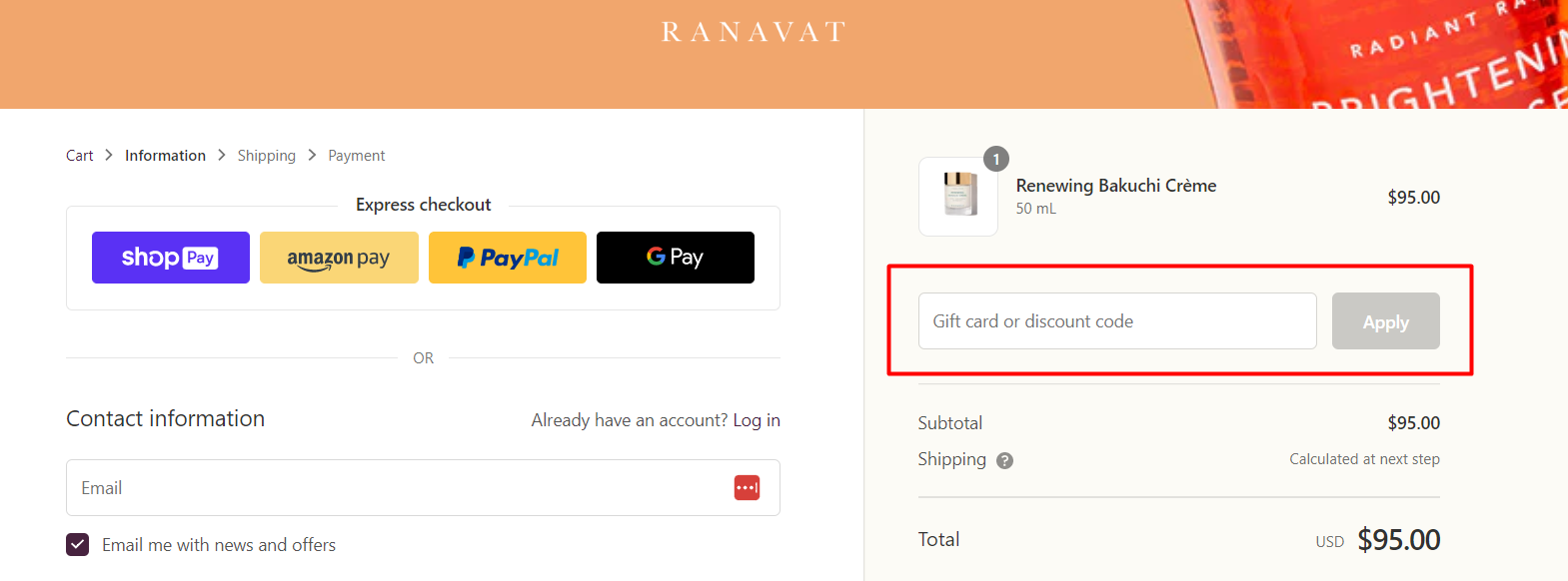 How do I use my RANAVAT discount code?