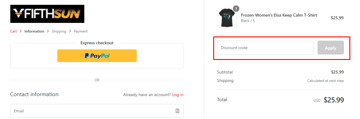 How do I use my Fifth Sun discount code?