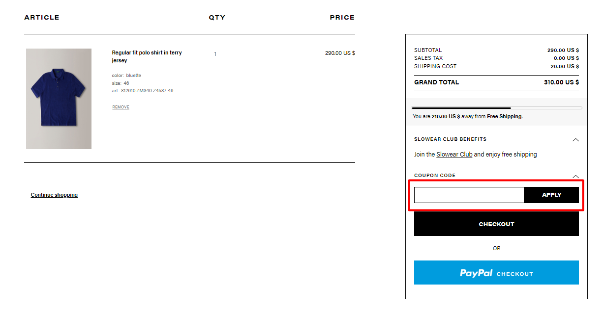 How do I use my Slowear coupon code?