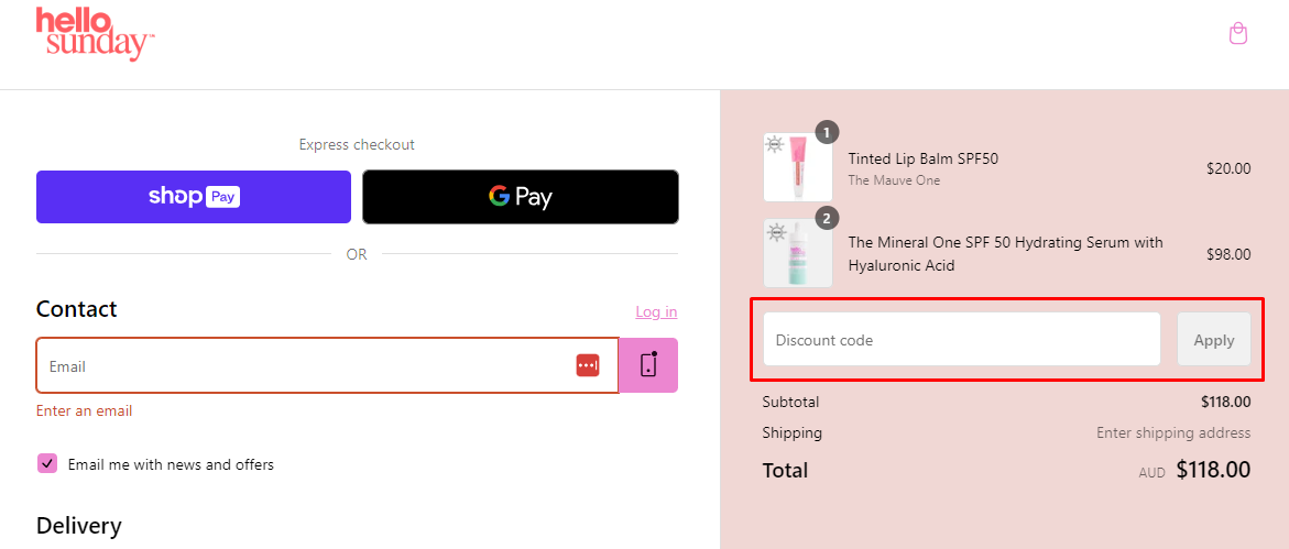 How do I use my Hello Sunday discount code?