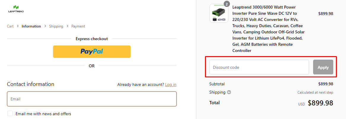 How do I use my LEAPTREND discount code?