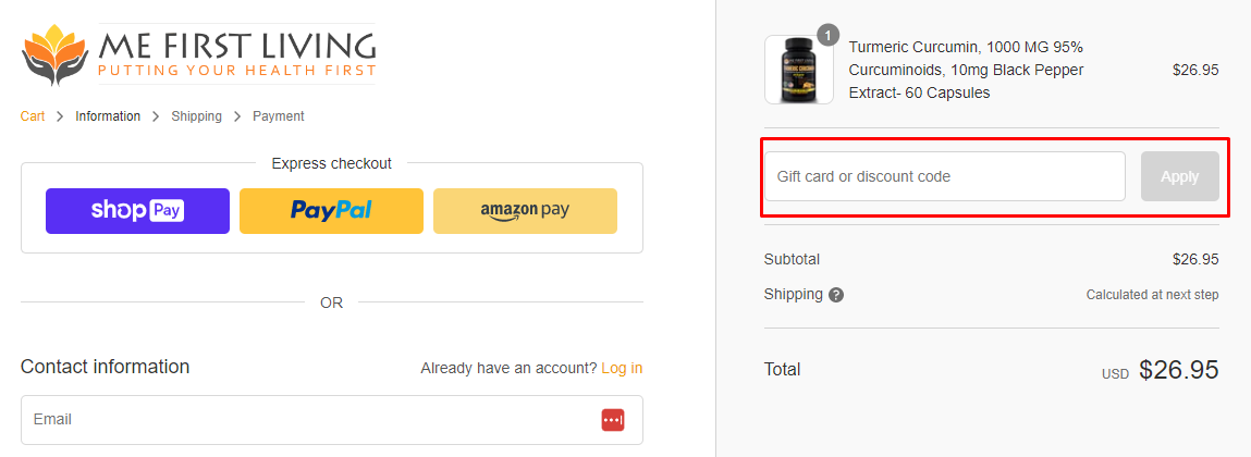 How do I use my Me First Living discount code?