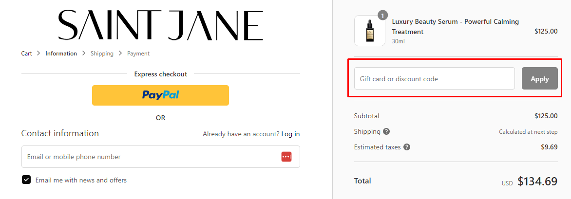 How do I use my Saint Jane Beauty discount code?