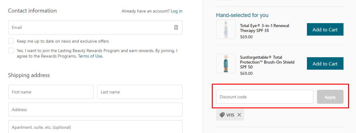 How do I use my Colorescience discount code?