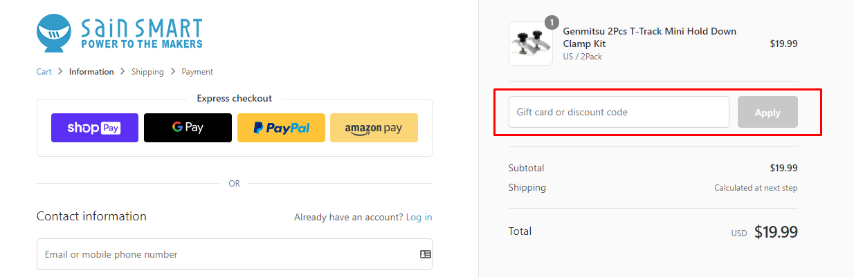 How do I use my Sain Smart discount code?