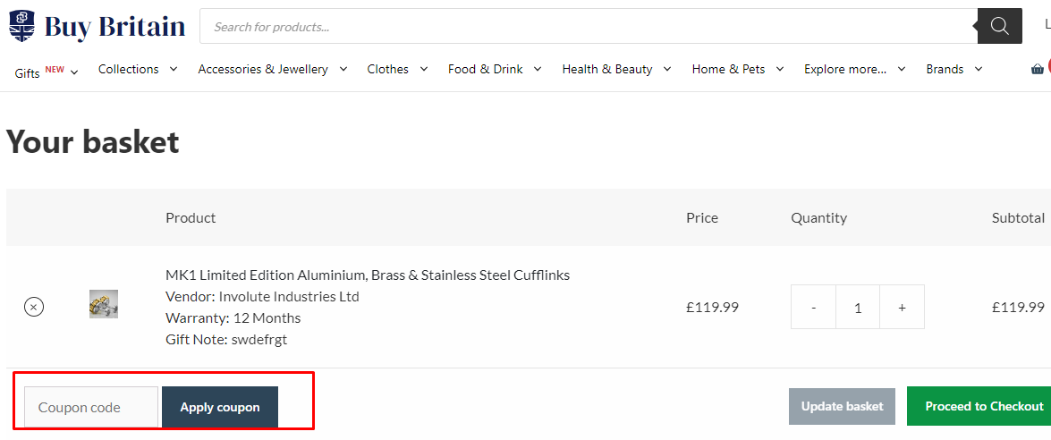 How do I use my Buy Britain coupon code?