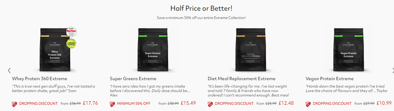 A collage showing different types of supplements which are on sale
