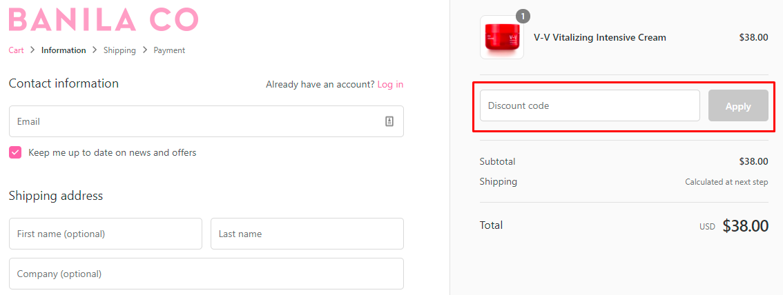 How do I use my Banila Co discount code?