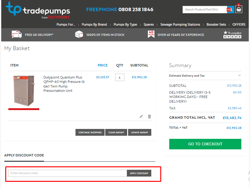 How do I use my Tradepumps discount code?