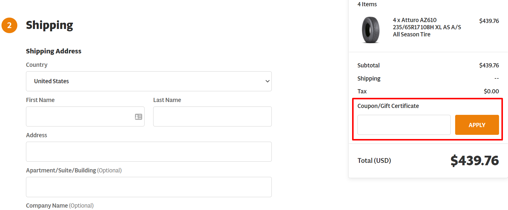 How do I use my Priority Tire coupon code?