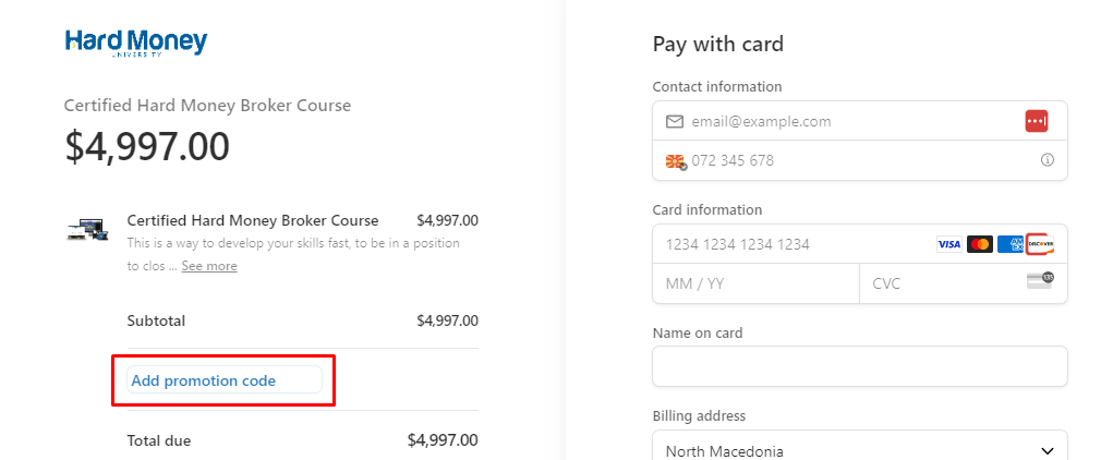 How do I use my Hard Money University promotion code?
