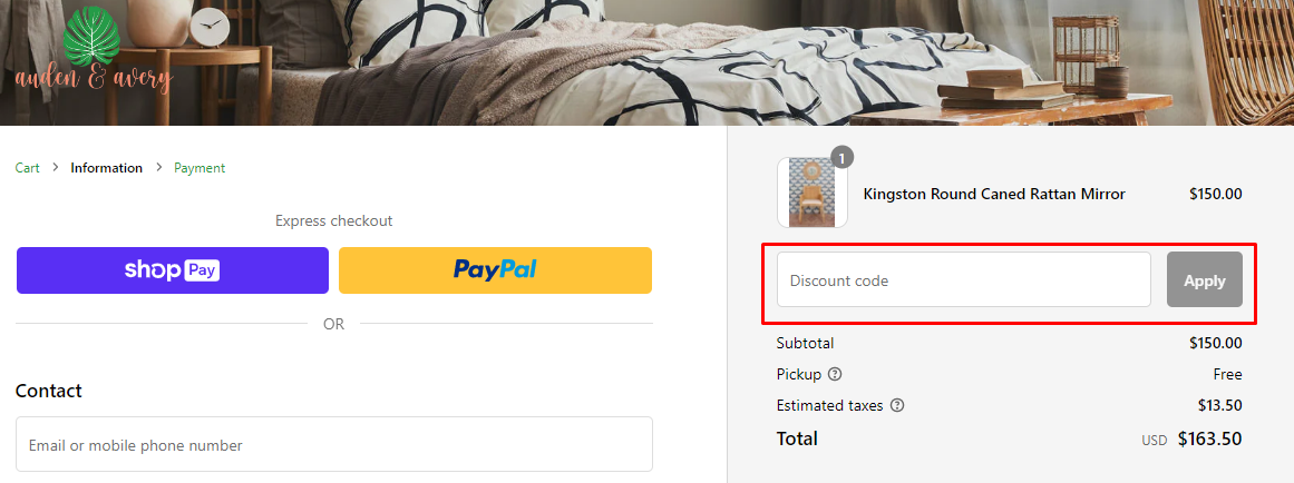 How do I use my Auden & Avery discount code?
