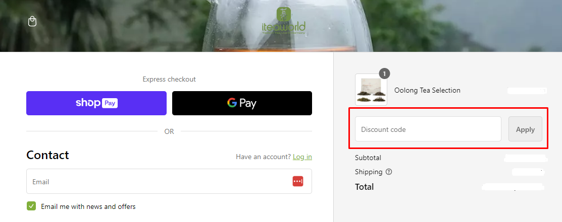 How do I use my iTeaworld discount code?