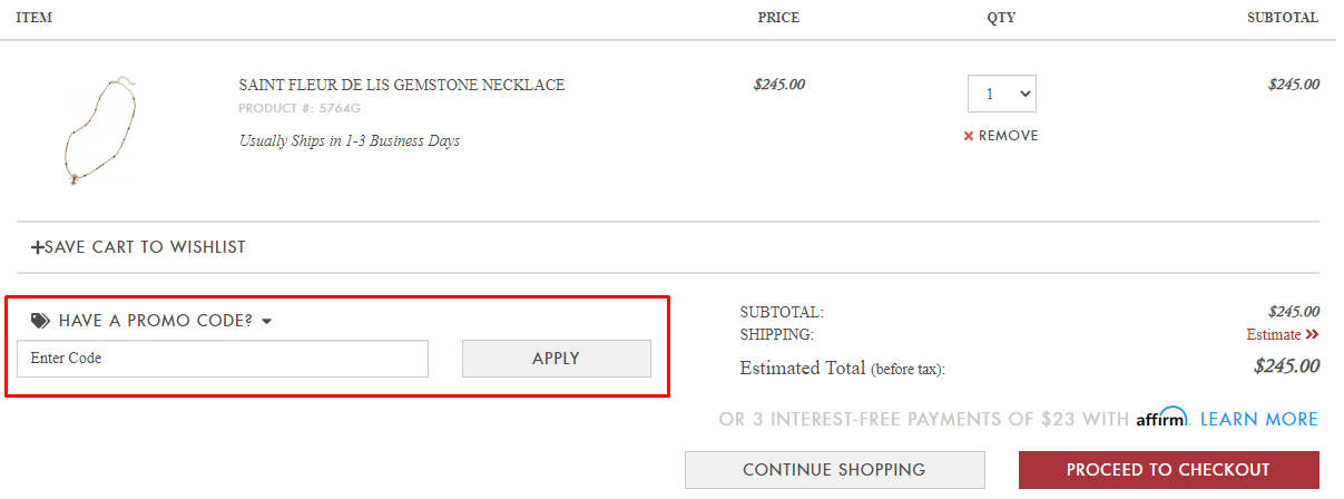 How do I use my Mignon Faget promo code?