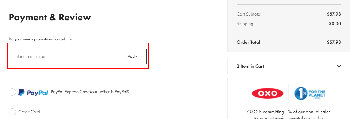How do I use my OXO discount code?