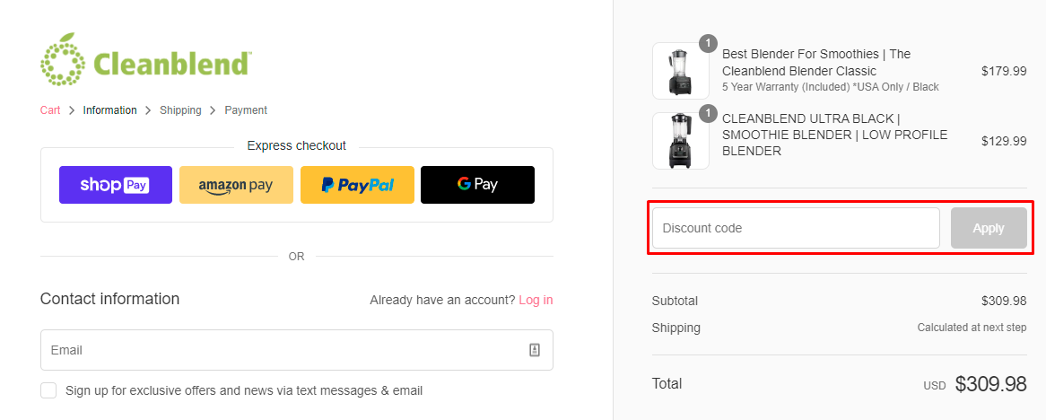 How do I use my Cleanblend discount code?