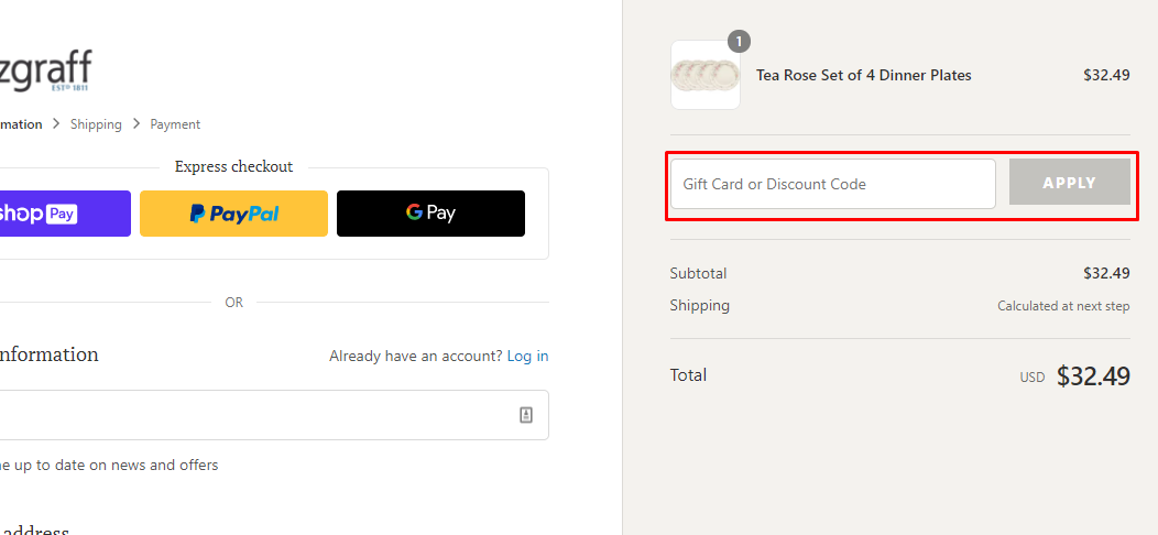 How do I use my Pfaltzgraff discount code?