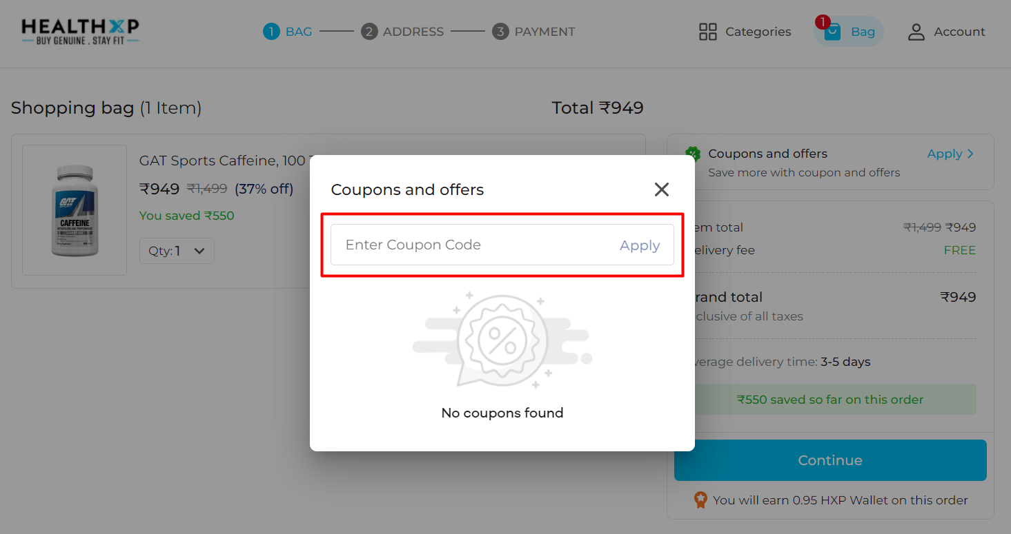 How do I use my HealthXP coupon code?