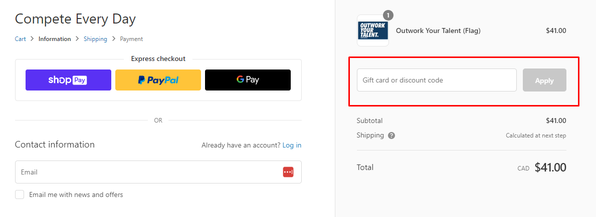How do I use my Compete Every Day discount code?