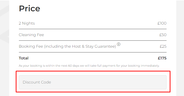 How do I use my Host & Stay discount code?