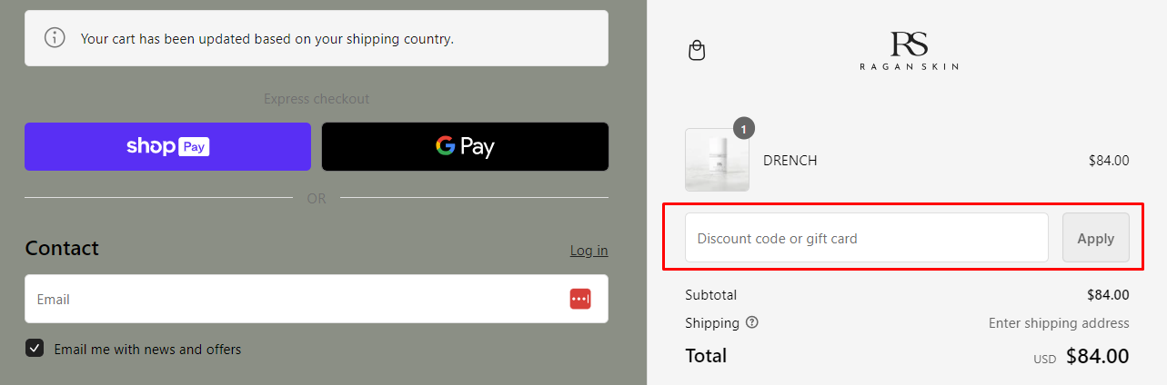 How do I use my Ragan Skin discount code?