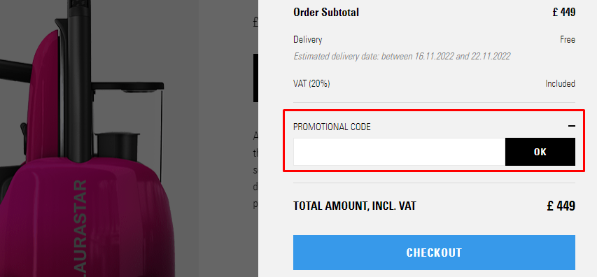 How do I use my Laurastar promotional code?
