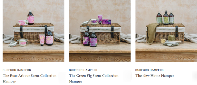 Discounted Burford Garden Co hampers on a white background