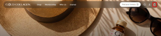 The Gold Collagen homepage and different categories to explore on their page