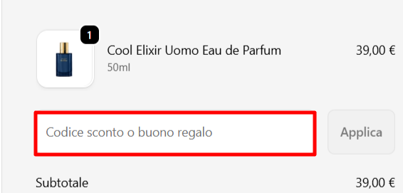 carrello del sito ufficiale Marisa Profumerie dove poter inserire un codice sconto Marisa Profumerie e risparmiare