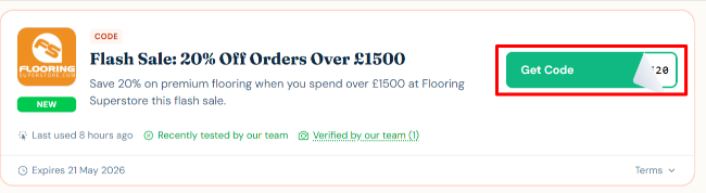 20% flash sale on premium flooring at Flooring Superstore