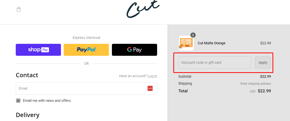 How do I use my Cut Golf discount code?