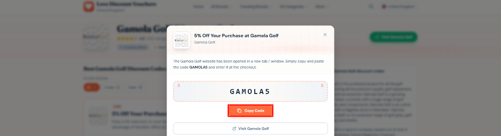 A Gamola Golf code on Love Discount Vouchers