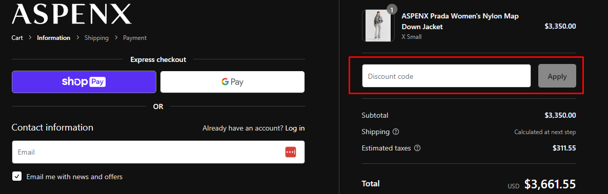 How do I use my ASPEN Collection discount code?