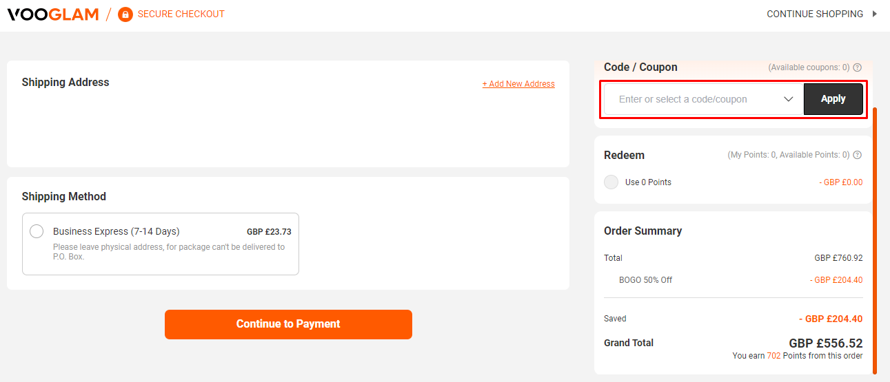 How do I use my Vooglam coupon code?