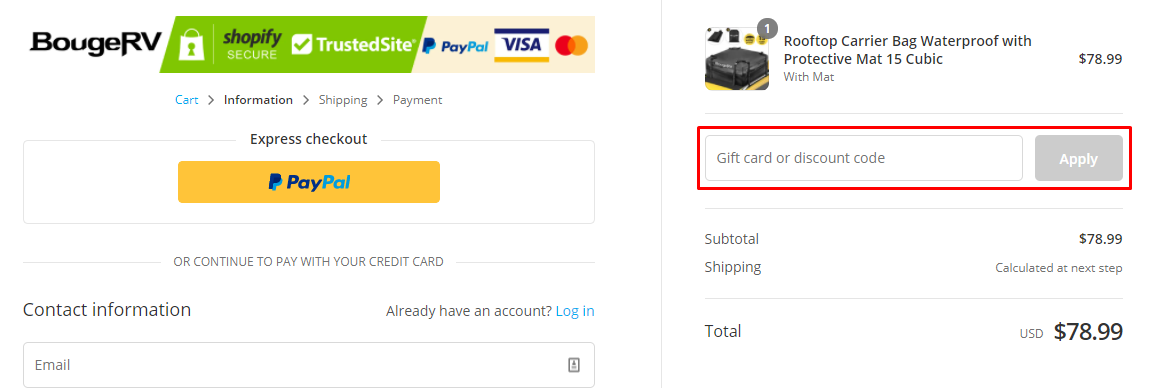 How do I use my Bougerv discount code?