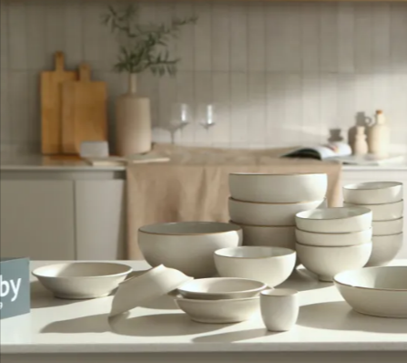 A Denby dinner set in a kitchen